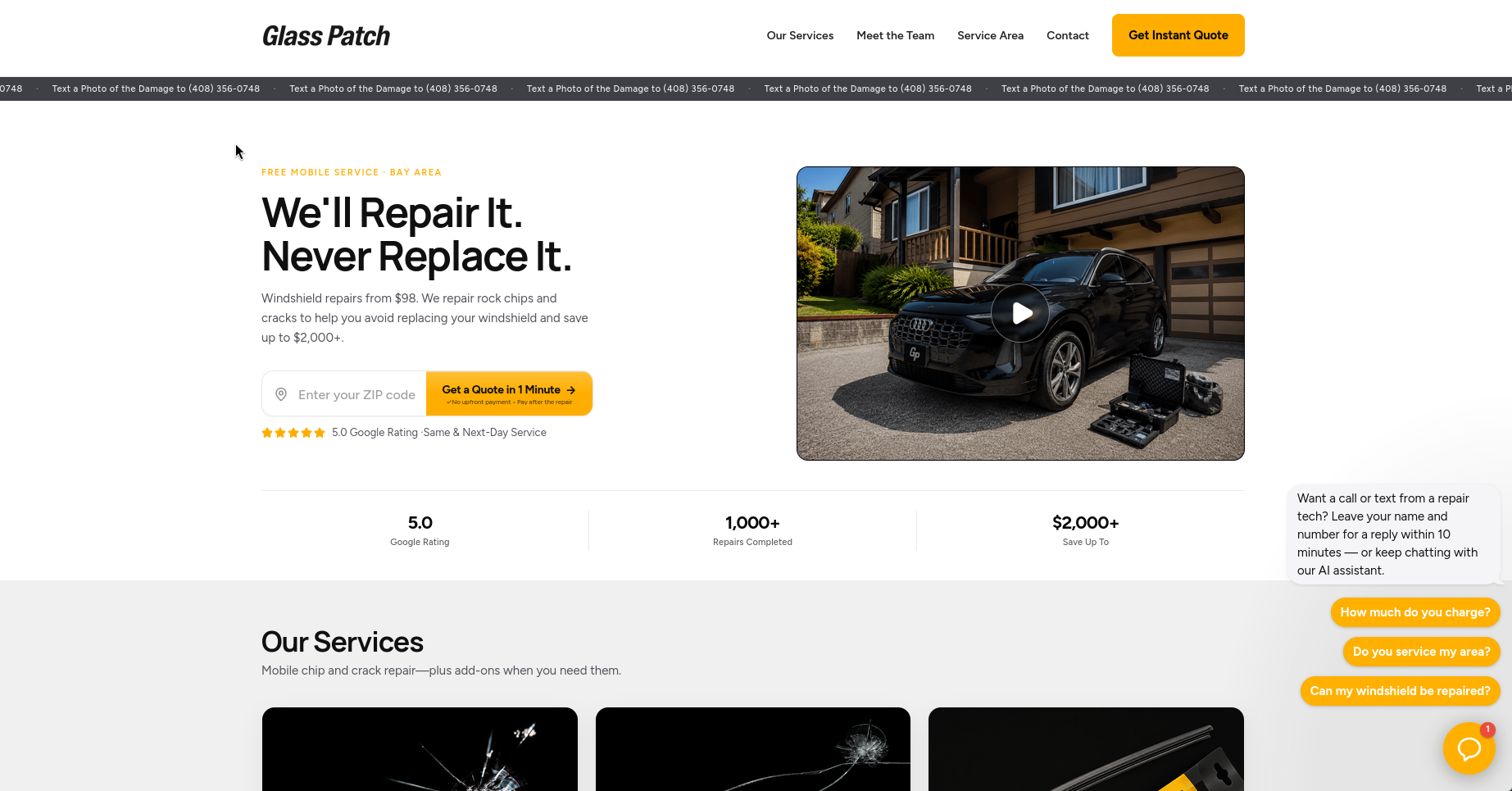 GlassPatch website created by OnPoint Web Studio