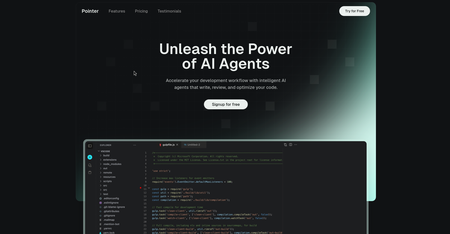 Pointer AI website preview