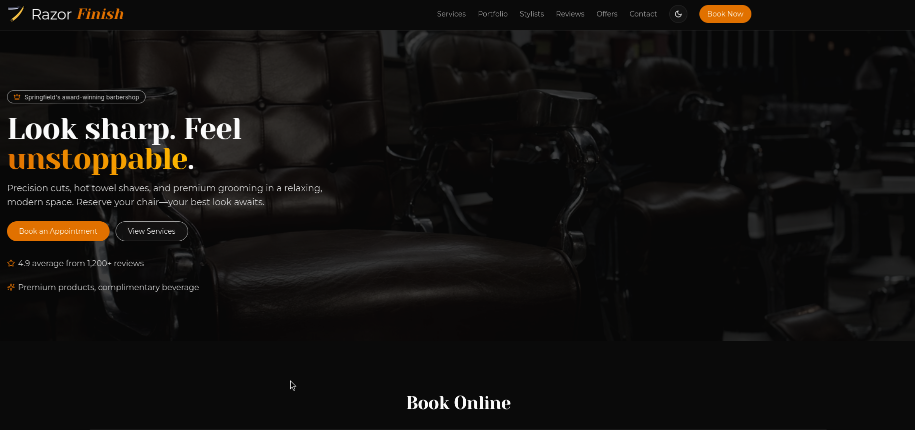 Razor Finish website preview